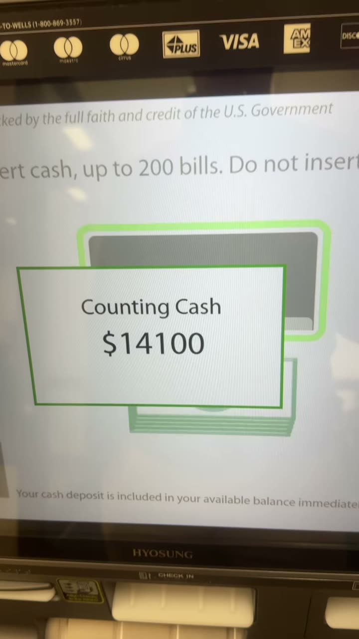 ATM screen reading $14,100