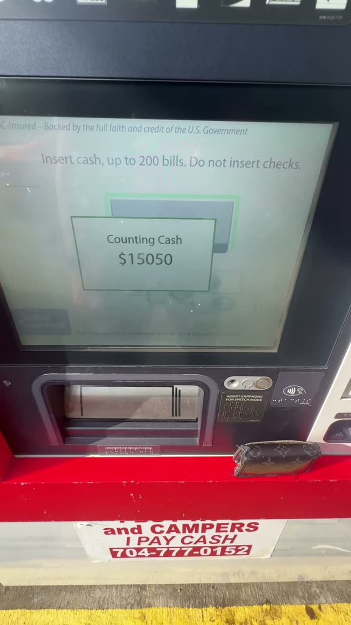 ATM screen reading $15,050