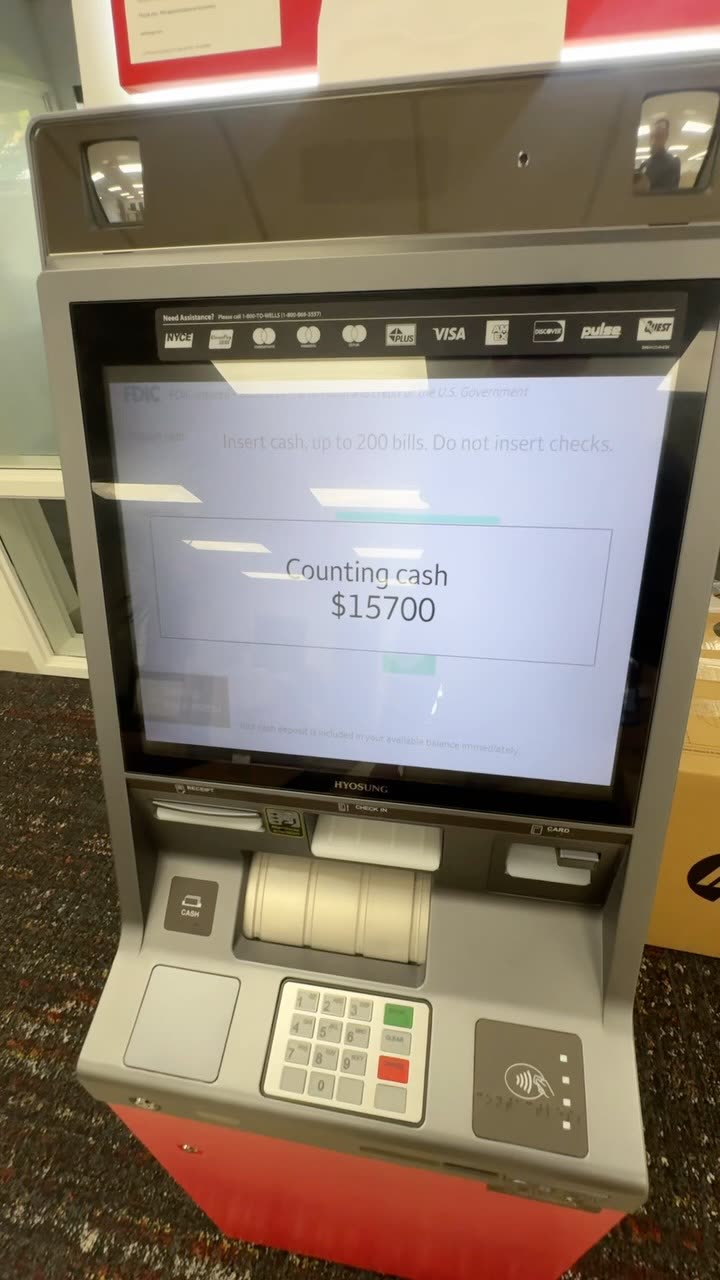 ATM screen reading $15,700