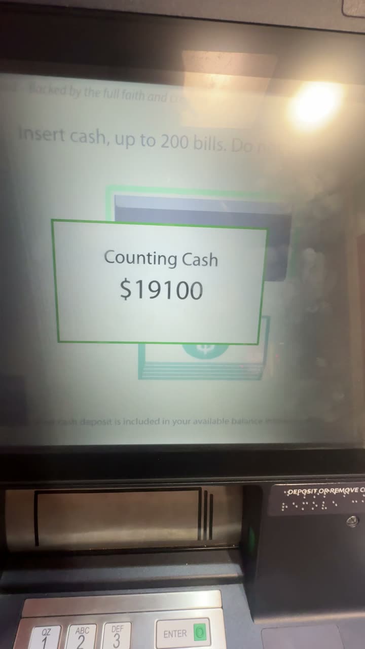 ATM screen reading $19,100