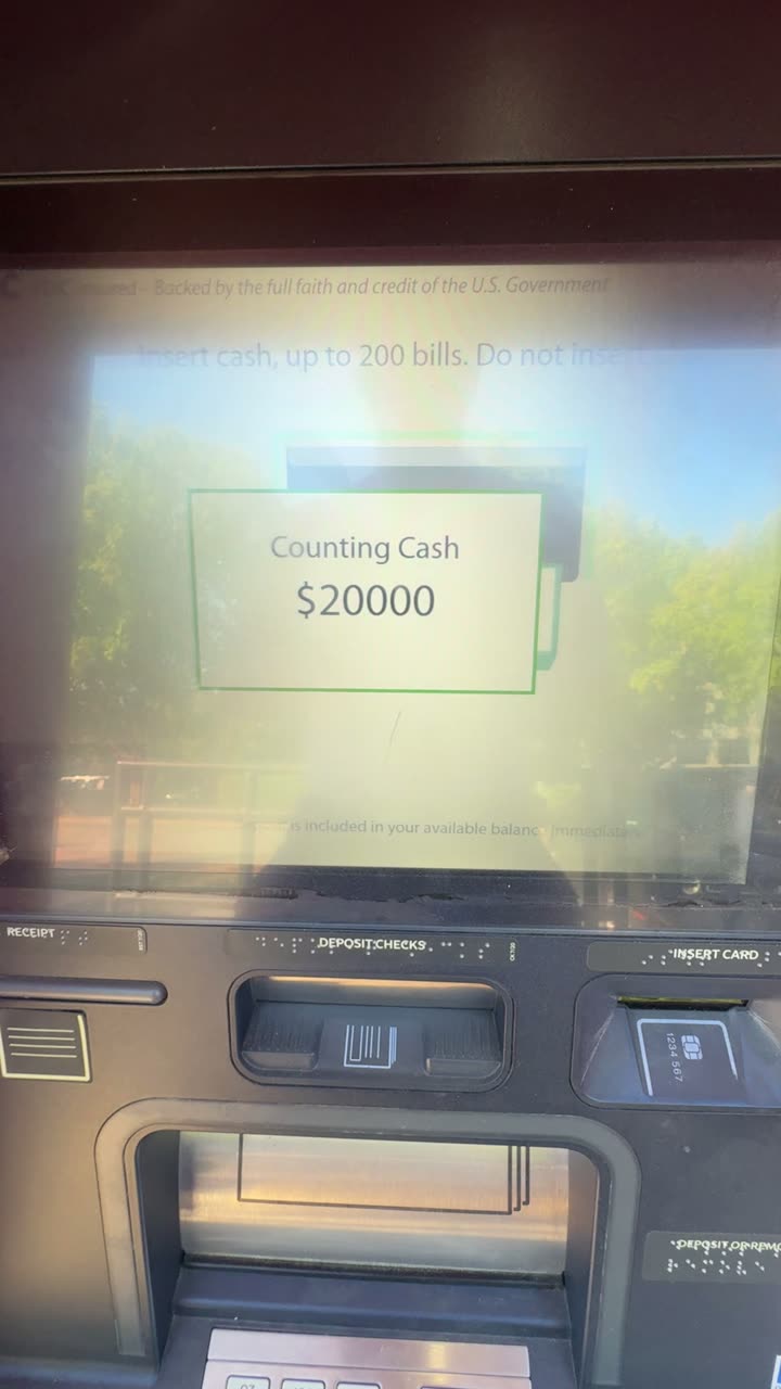 ATM screen reading $20,000