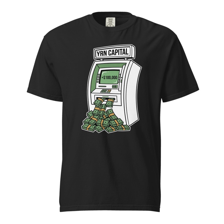 ATM tee — front, YRN CAPITAL cash machine